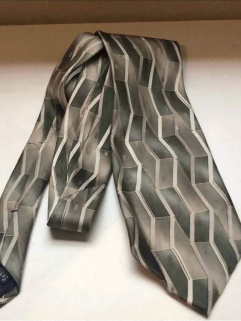 Stafford Tie Men’s Green & Tan Pattern Silk Tie Office Business Dress Necktie